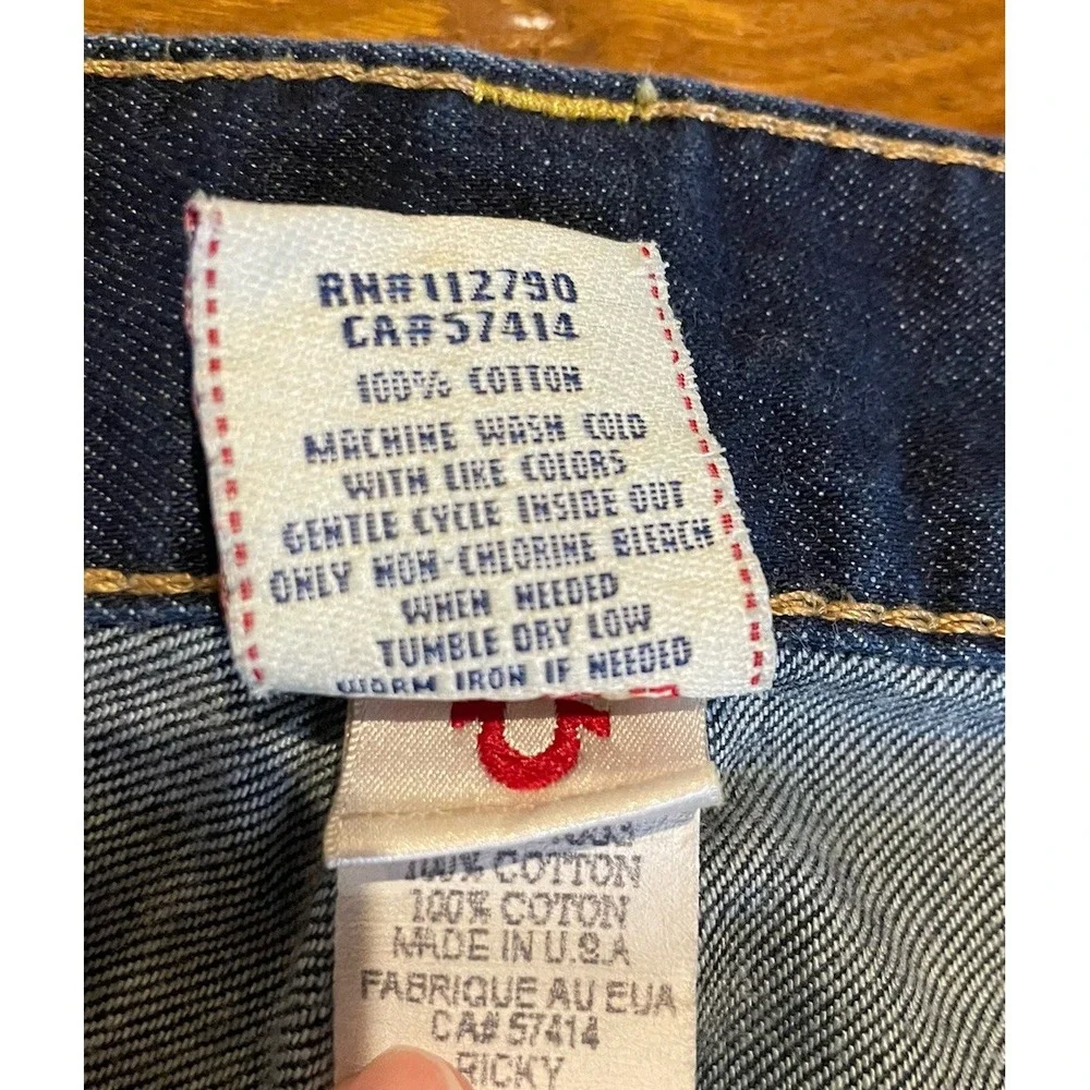 True Religion Jeans Mens 40x32 Ricky Relaxed Straight Leg Stretch Denim Pants